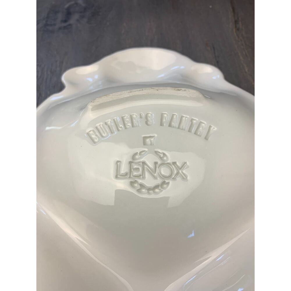 LENOX Butlers Pantry 4-Part Relish Dish White 18”x11” Serving Platter Shell VGUC - Picture 6 of 8